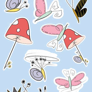 Snail & Butterfly Storybook Sticker Sheet - Glossy, Durable, & Easy to Apply